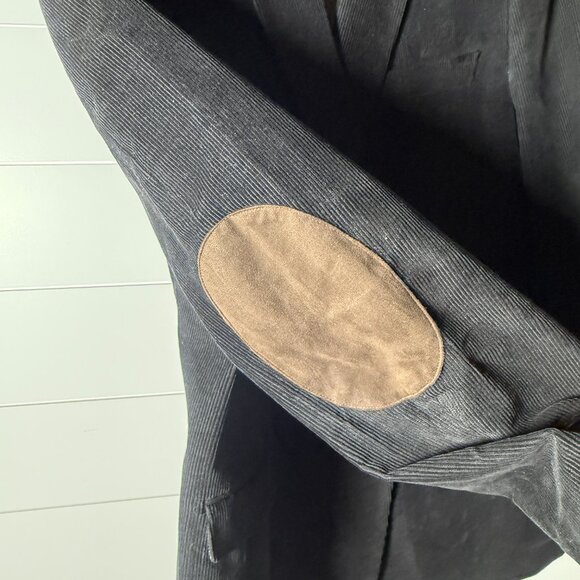 Chaps Blazer Jacket Corduroy Black with Brown Elbow Patches Sz 44L - Picture 8 of 11